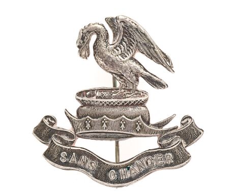 Liverpool Pals London 1914 HM silver cap badge.  Fine die-cast crest of Lord Derby.   Elkington & Co  Loops replaced with bro