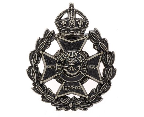 7th (Robin Hood) Bn. Sherwood Foresters post 1908 cap badge for Officers.  Fine scarce die-cast example of Rifle Brigade patt