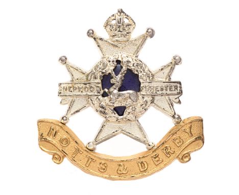 Sherwood Foresters (Nottinghamshire &amp; Derbyshire Regt.) Officer cap badge circa 1902-52.  Good scarce fresh die-cast silv