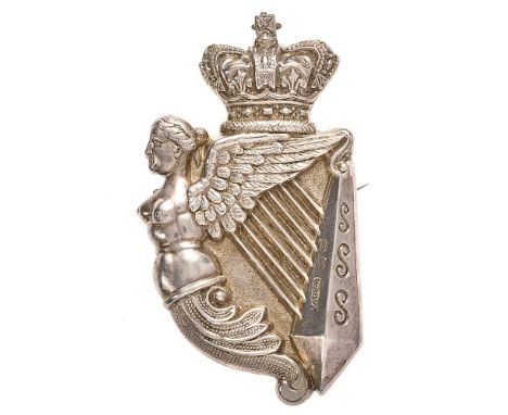 8th Kings Royal Irish Hussars 1896 HM silver Victorian NCO arm badge.  Good scarce Birmingham hallmarked crowned Maid of Erin