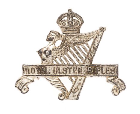 Irish. Royal Ulster Rifles WW2 Airborne Officer &amp; WO beret badge. Fine die-cast silver-plated example worn by 1st Battali