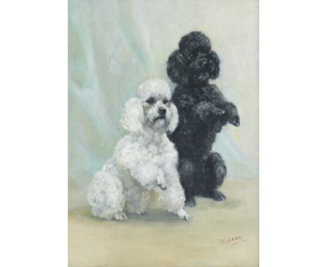 Mabel Gear (British, 1900-1997)Black and White - A Pair of Poodles signed 'M. GEAR' (lower right)oil on canvas39 x 29.5cm (15