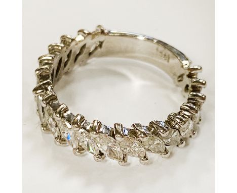 18CT WHITE GOLD MARQUISE CUT DIAMOND ETERNITY RING - APPROX 1.70 CTS - SIZE M