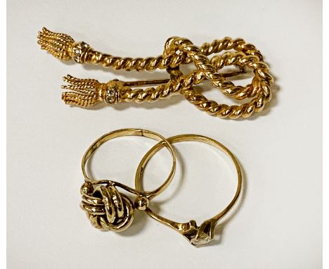 9CT GOLD RING &amp; BROOCH WITH 8CT GOLD RING - APPROX 10.2 GRAMS