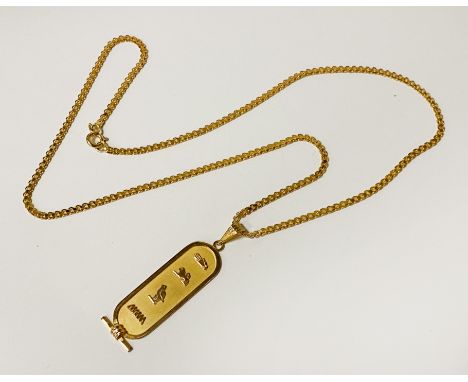 9CT GOLD EYGPTIAN GOLD PENDANT &amp; CHAIN - 10.9 GRAMS APPROX