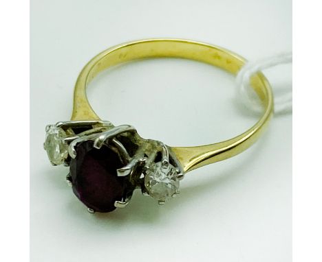 18CT GOLD DIAMOND & RUBY RING SIZE: M/NAPP.WEIGHT: 2.9g