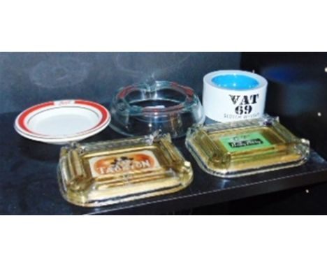 BREWERIANA - FIVE CERAMIC & GLASS ASH-TRAYS including Taunton Cider and Quantock Vale Cider Co.