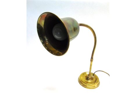 A BRASS STUDENTS TABLE LAMP  with adjustable arm, Christopher Wray label to base