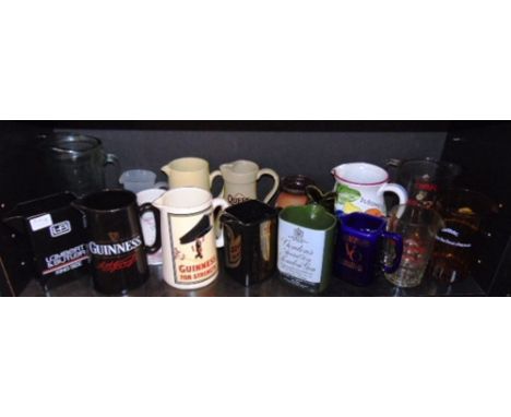 BREWERIANA - SEVENTEEN CERAMIC & OTHER WATER JUGS including Guinness (x2) and Gordon's London Gin.