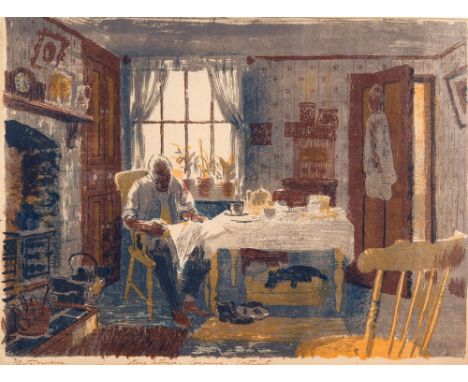WILLIAM MANN (BRITISH, 20TH CENTURY) 'Cottage Interior, Cogenhoe, Northants', lithograph, limited edition 3/10, signed lower 