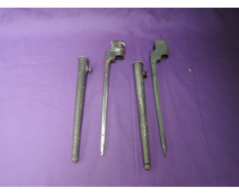 A British WW2 Bayonet, No4 Rifles No4 MK2 C1940, makers marks for Singer Manufacturing Co, with scabbard and A British WW2 Ba