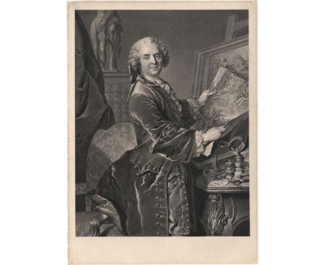 Wille, Johann Georg -- Bildnis des Malers Jean Baptiste Massé. Kupferstich nach Louis Tocqué. 49,3 x 35,1 cm. 1755. B. 130, N