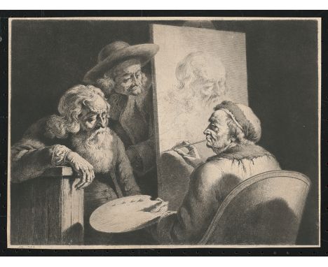 Boissieu, Jean Jacques de -- Portrait du Centenaire de Lyon (Selbstbildnis Boissieus an der Staffelei). Radierung. 25,1 x 34 