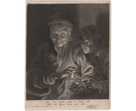 Pontius, Paulus -- Die alte Frau mit der Kerze. Radierung und Kupferstich nach Peter Paul Rubens. 25,3 x 20 cm. Hollstein (Ru