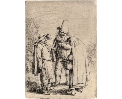 Ostade, Adriaen van -- Drei groteske Figuren. Radierung. 8,7 x 6,4 cm. Um 1638. B. 28, Dutuit I (von V), Davidsohn, Godefroy,