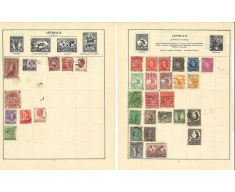 British commonwealth stamp collection on 37 loose album sheets. Most stamps over 70 years old.  Includes stamps from Australi