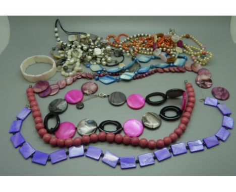 Coral, pearl and mother of pearl jewellery 