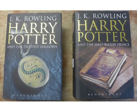 Two Harry Potter First Edition books; The Half Blood Prince and The Deathly Hallows 