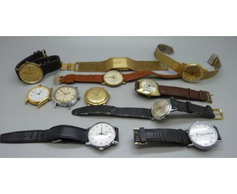 Eleven vintage wristwatches, Sekonda, Timex, Accurist, etc. 