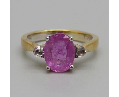 A silver gilt and pink sapphire ring, M 