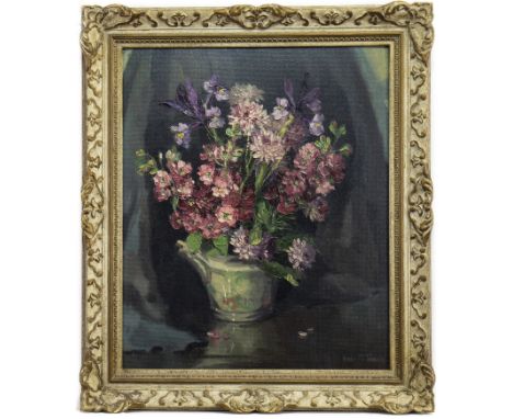 * HELEN MONRO TURNER (SCOTTISH 1901 - 1997), THE LITTLE TEAPOT oil on canvas board, signed; titled on label verso 60cm x 50cm