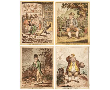 * Gillray (James). Four caricatures relating to the Weather, Very Slippy Weather, Raw Weather, Delicious Weather [and] Dreadf