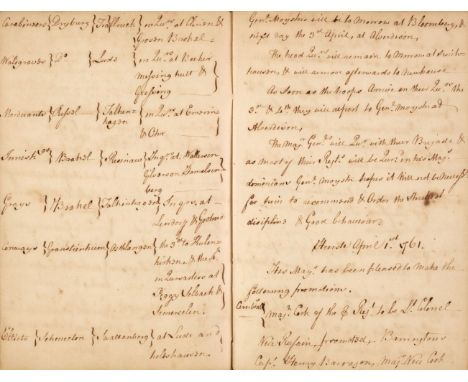 Seven Years’ War. An English manuscript brigade daily orders book, Western Germany, 6 February – 20 May 1761, [104]pp., writt