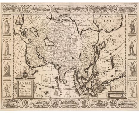 Asia. Van den Keere (Pieter), Asiae Nova Descriptio Auctore..., Amsterdam, 1614, uncoloured engraved carte-a-figure map with 