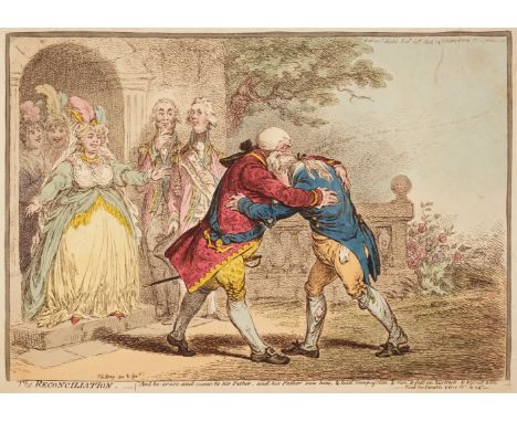 * Gillray (James). The Reconciliation - 'and he arose and came to his Father, and his Father saw him &amp; had compassion &am