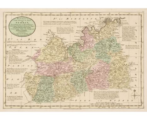 Surrey. Bowen (Emanuel &amp; Kitchin Thomas), Bowles's New Medium Map of Surrey, Divided into its Hundreds..., 1785, engraved