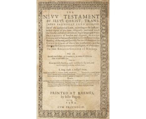 Bible [New Testament - English, Douai]. The New Testament of Jesus Christ, Translated Faithfully into English, out of the aut