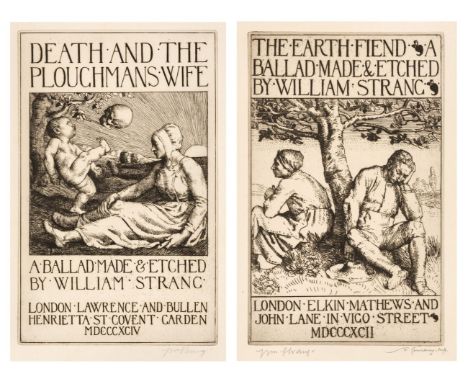 Strang (William). Death and the Ploughman's Wife, A Ballad, London: Lawrence &amp; Bullen, 1894, half-title, mounted mezzotin