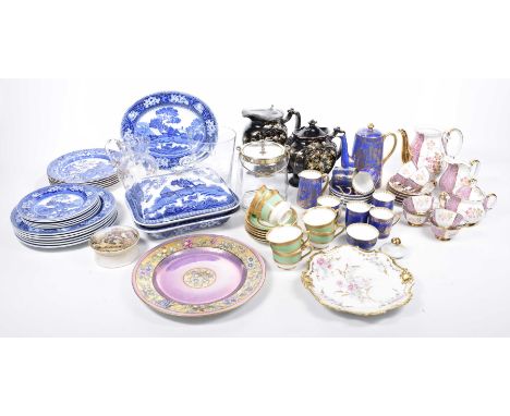 A mixed collection of 19th Century and later ceramics and glassTo include a collection of Wedgwood Fallow Deer dinner wares, 