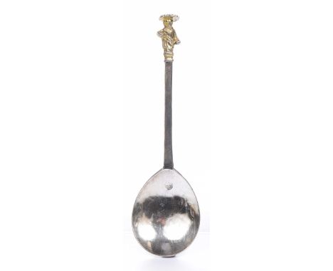 A Charles II English Provincial silver apostle spoonWith plain fig shaped bowl, the reverse of the bowl prick-dot engraved wi