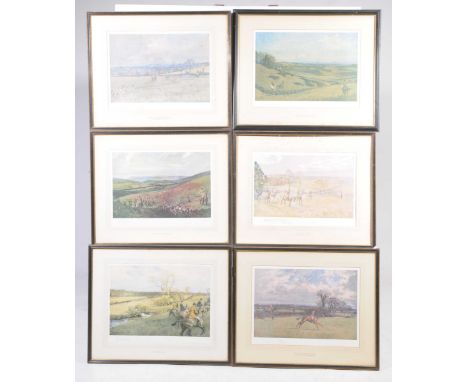 After Lionel Edwards (1878-1966), a set of six signed hunting printsTo include "The Bicester a check near Redhill", "The Dunf