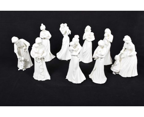 A collection of Royal Worcester figuresTo include "Mothering Sunday", "First Touch", "First Steps", "First Teddy", "Once Upon