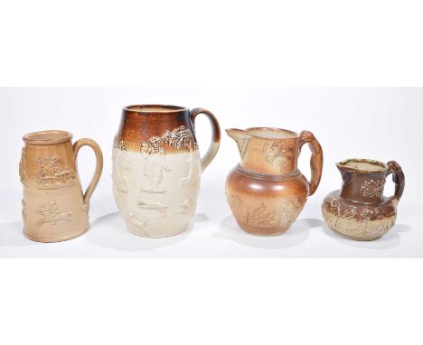 A collection of 19th century salt glazed mugs To include a Martin Gazzard example circa 1875 in the form of an ale mug with r