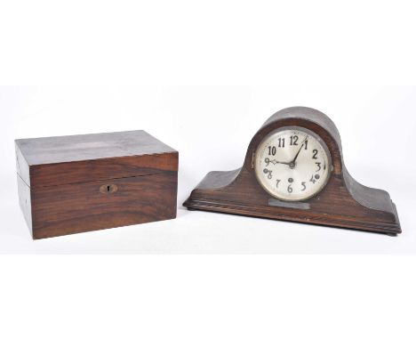 A 19th Century flame mahogany stationery writing boxThe hinged cover revealing sloped front and various compartments, togethe