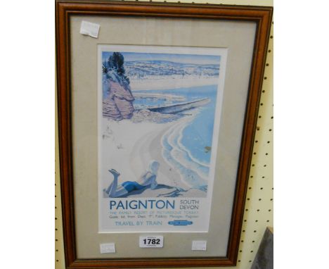 A framed reproduction coloured small format print British Railways, Paignton