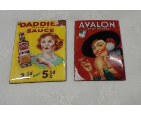 Two small vintage enamel on copper advertising plaques