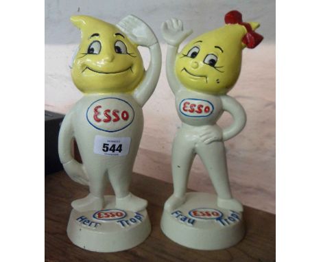 A pair of modern painted cast iron figures Mr and Mrs Esso figural money boxes