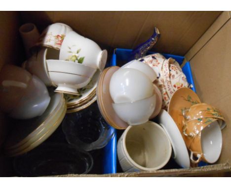 A box containing a quantity of assorted ceramic and glass items including Japanese eggshell, etc. - various condition