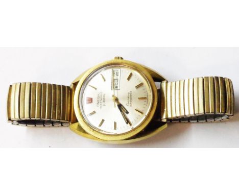 A vintage Omega 'Electronic F 300Hz' gentleman's goldtone cased chronometer wristwatch, on expanding strap