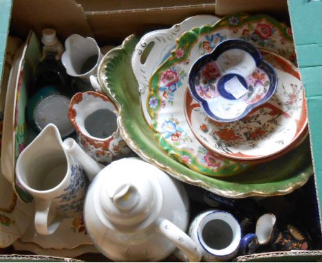 A box containing a quantity of assorted ceramic items including Burleighware dish, Coalport Beverly pattern dish, etc.