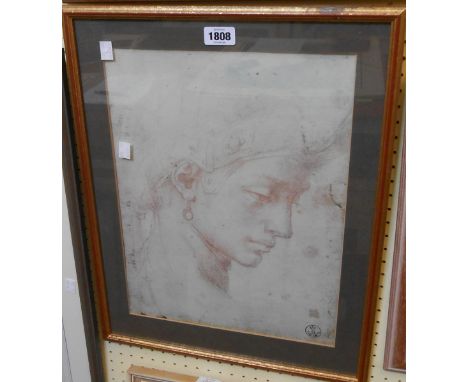 A gilt framed reproduction old master print with Florence stamp