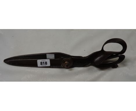 A pair of old Wilkinson &amp; Son of Sheffield fabric shears with brass pivot and remains of original japanning to handle