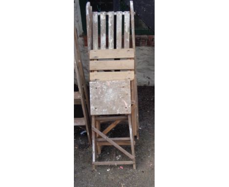 Three small vintage wooden step ladders - for decorative use only