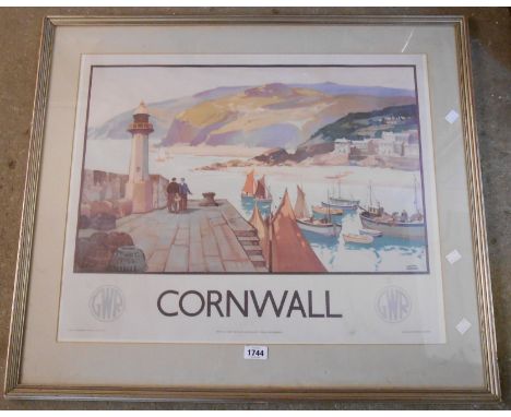 A framed reproduction GWR CORNWALL print after Leonard Richmond