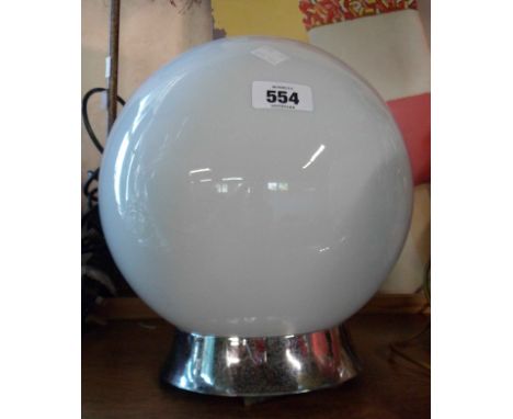 An Art Deco style ceiling lamp with opaque glass globe shade and chrome plated fitting