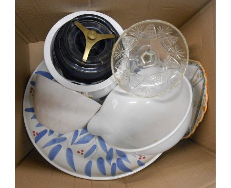 A box containing a quantity of assorted ceramic and glass items